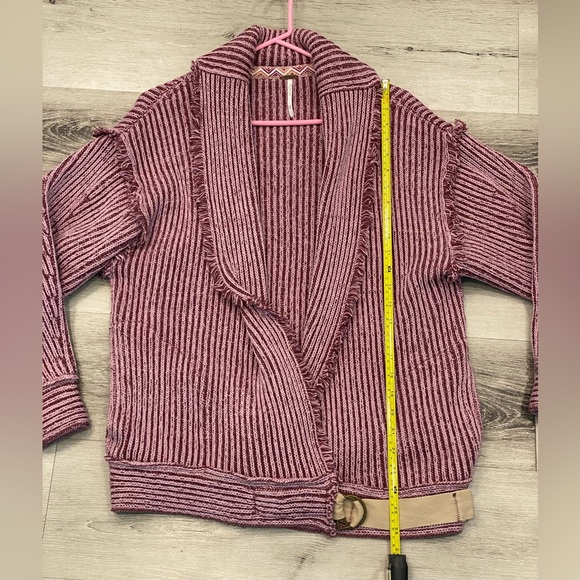 FREE PEOPLE Fringe Cardigan Sweater Women’s Size:Medium Color: Maroon/Pink EUC - Picture 3 of 7